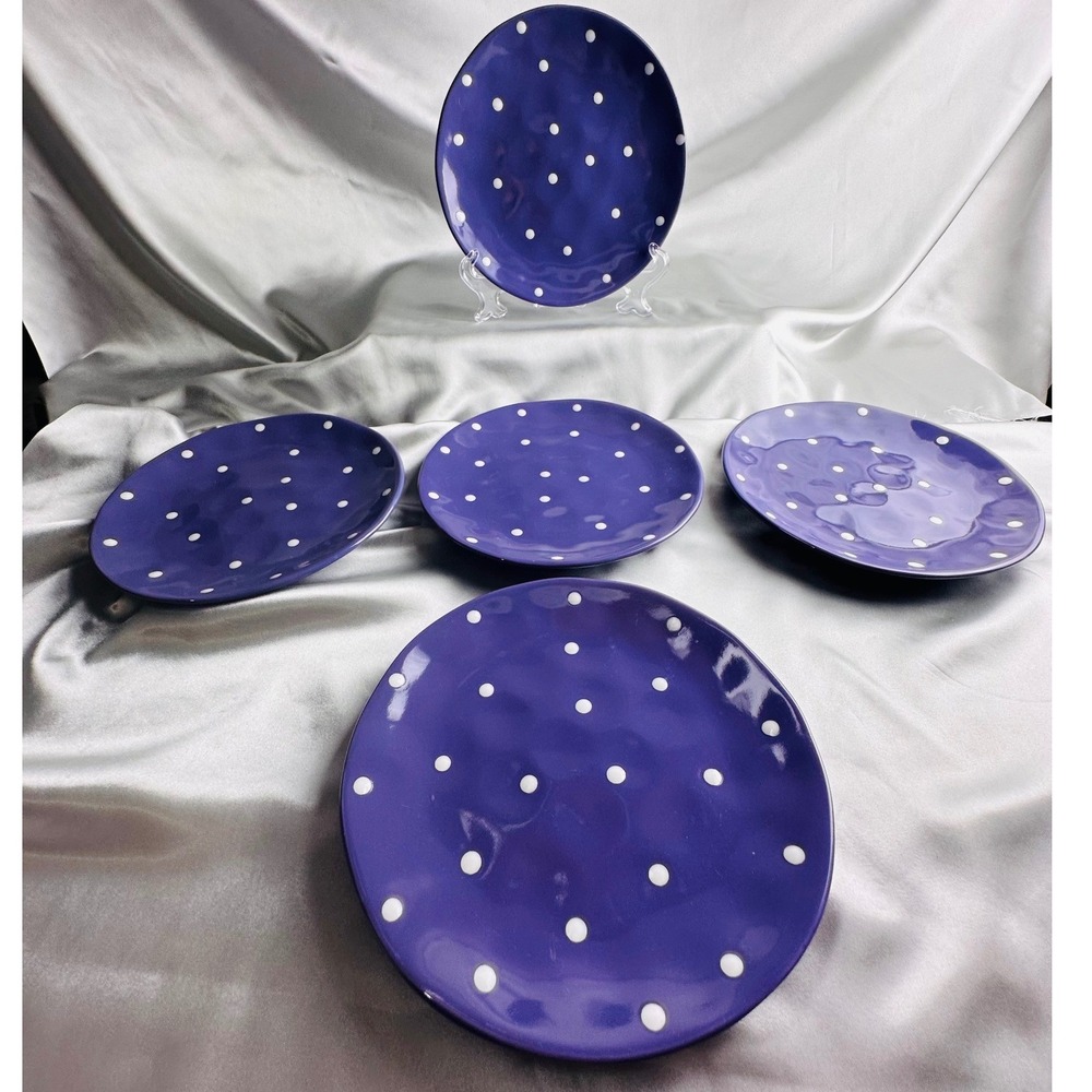Maxwell & Williams Sprinkle Purple Polka Dot 8 Inch Salad Plates Set of 5